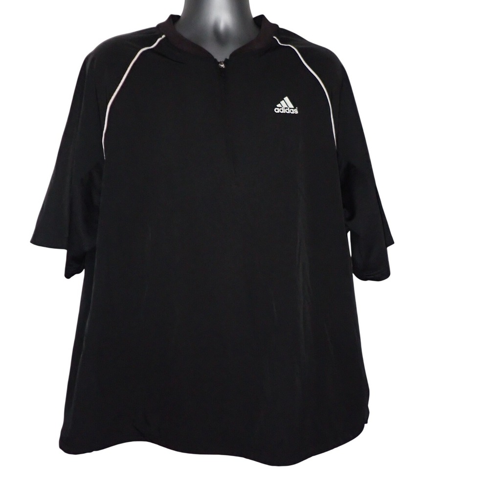 Adidas Mens Quarter Zip Short Sleeve Pullover Windbreaker Black XL Golf Athletic